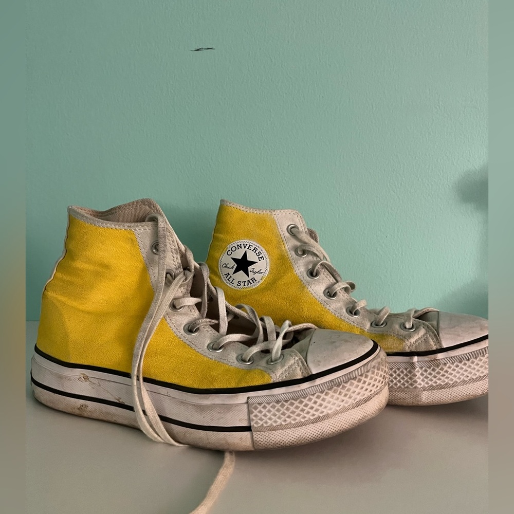Platform Converse Custom Painted Yellow Size 8 - image 1